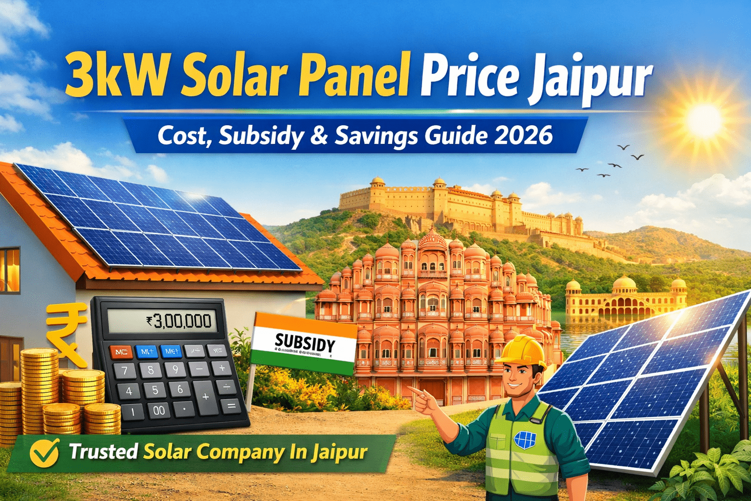3kW Solar Panel Price Jaipur 2026 with cost subsidy and savings guide for rooftop solar installation