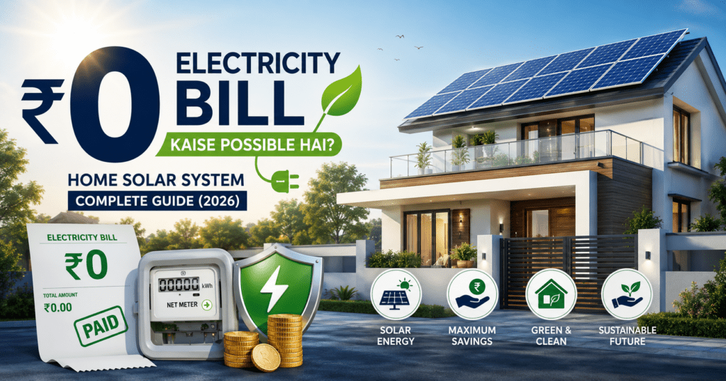 Home Solar System for Zero Electricity Bill with rooftop solar panels in Jaipur home