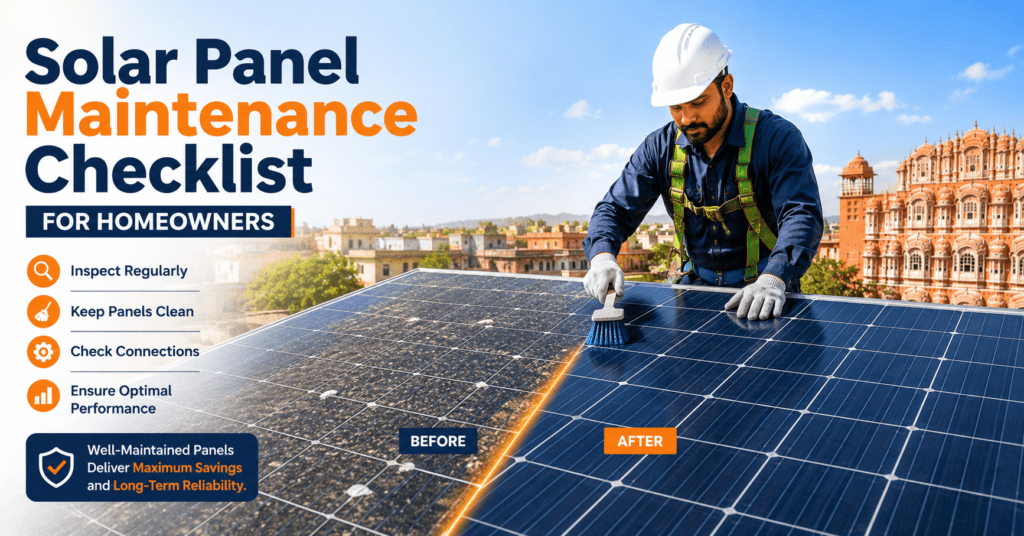 Solar panel maintenance checklist for homeowners in Jaipur