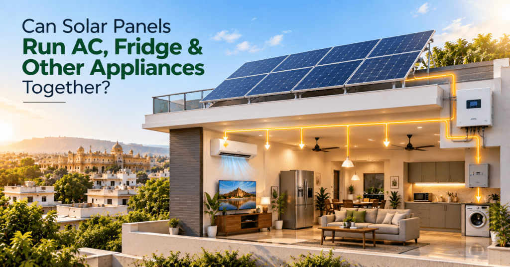 Solar panels running AC fridge and home appliances together
